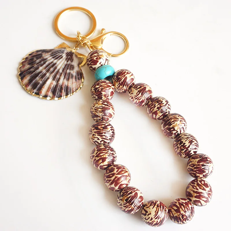 Лидер продаж креативный модный изящный ретро брелок из ракушек и дерева высокого