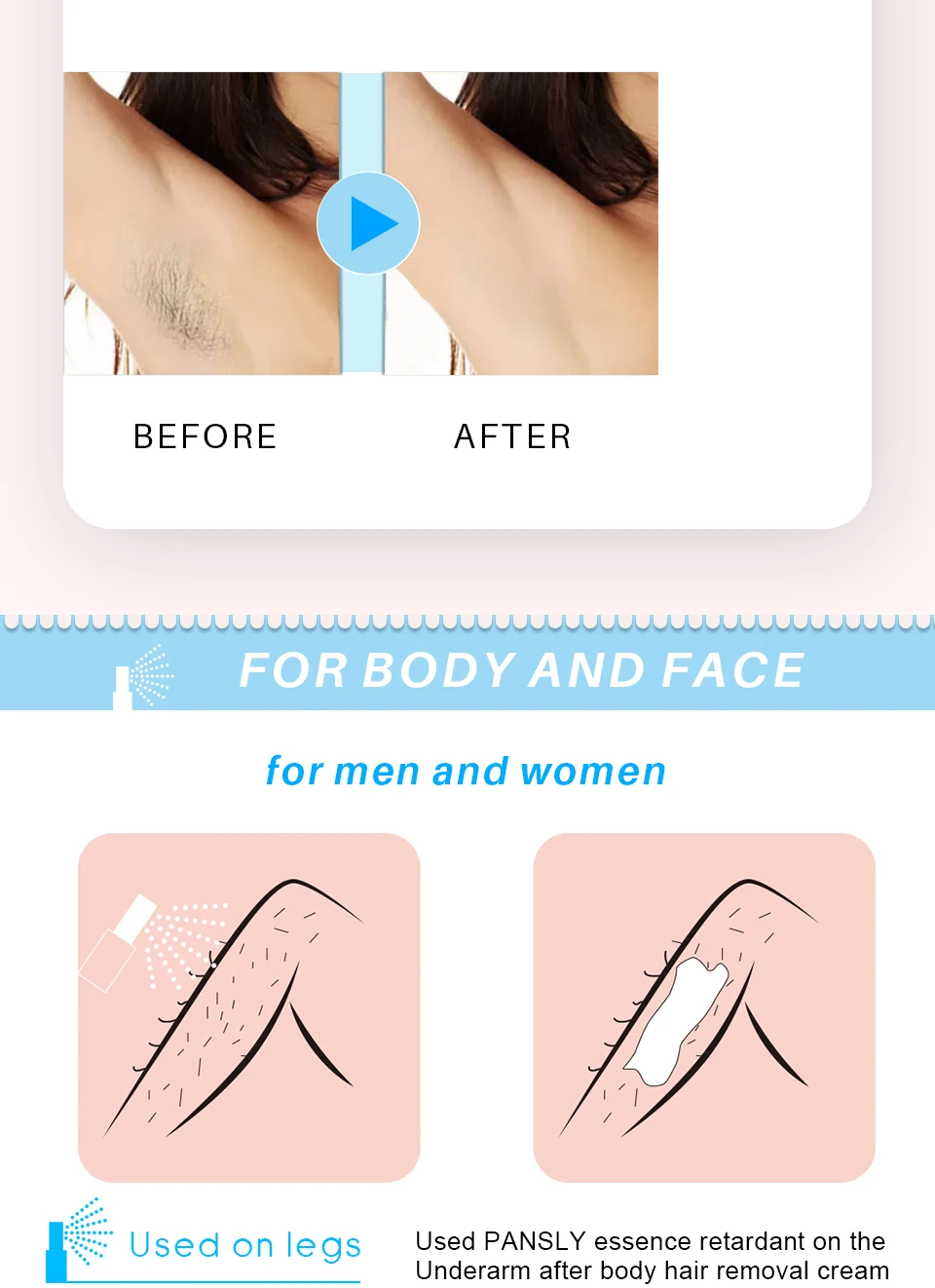 Органический травяной ингибитор роста волос 20 мл использует спрей для всего тела