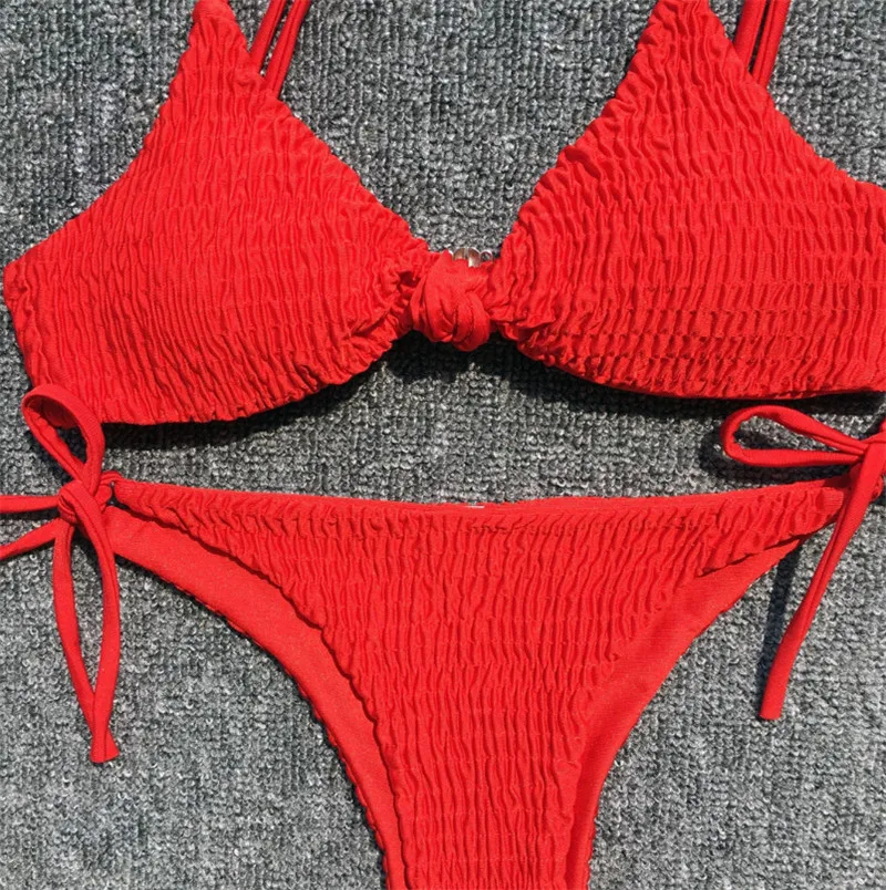 Сексуальный женский комплект бикини регулируемый с лямкой на шее пляжная одежда