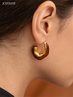 hyperbole transparent resin u shaped hoop earring for women large acrylic irregular geometric vintage huggie earrings