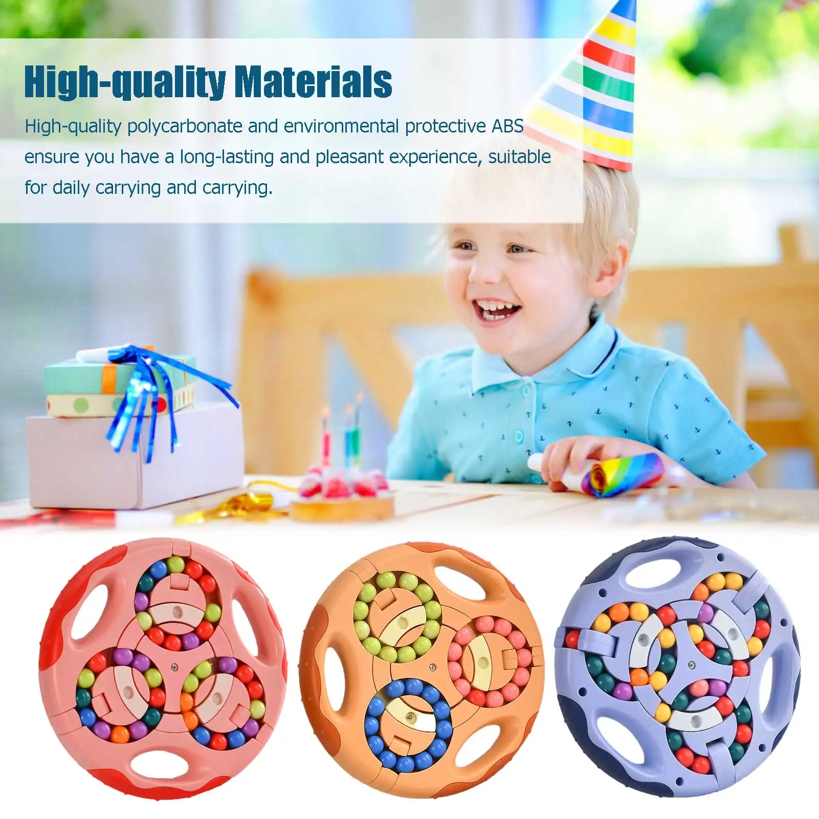 

Rotating Magic Bean Toys Double-sided Magic Cube Spinner Toys Educational Creative Decompression Toys With Small Beads