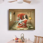 Декоративная Картина на холсте с изображением ног кальмара, девушки, маркер, плакат и рисунок на холсте, украшение для гостиной и дома