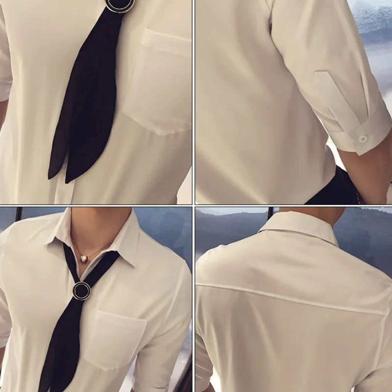 

Mens Shirt Casual Summer Fashion Half Sleeve Streetwear Social Blusa Night Club Party Stage Singer Slim Shirt Chemise Homme 2021