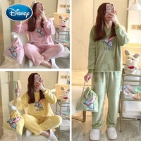 disney pajamas ladies autumn and winter long sleeved fresh student dumbo flannel cartoon home service suit with storage bag