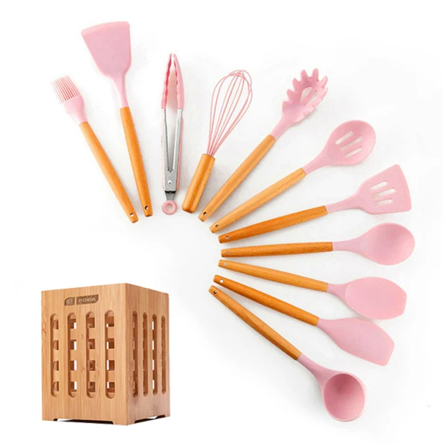 11/12/13Pcs Silicone Kitchen Set nonstick Kitchen Utensils Set with Spoon Spatula Cooking Accessories Baking Kitchen Tools Set - Цвет: 12 Pcs kitchen set