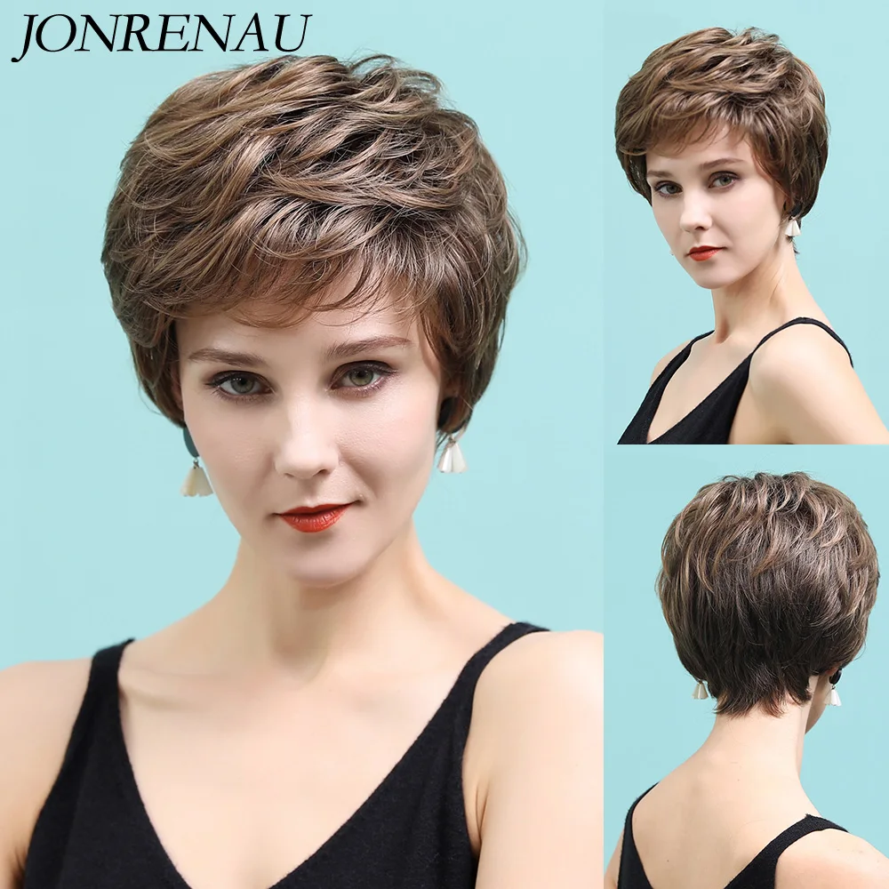 

Парики женские JONRENAU, короткие, 11 дюймов, синтетические, прямые, белые