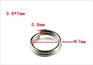 0.8 X 7mm 20 шт./лот, рыболовные кольца из нержавеющей стали, раздельные кольца, высокое качество, крепкое твердое кольцо, приманка, соединительное кольцо, аксессуары для рыбалки - Цвет: 0.8 X 7mm