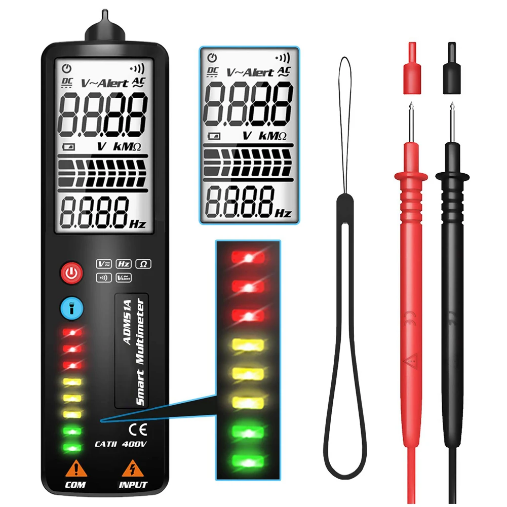 

Smart Digital Multimeter 2.4"LCD Voltage Indicator Tester BSIDE ADMS1A/Q Portable DC AC Voltage Ohm Continuity Hz NCV Test Tool
