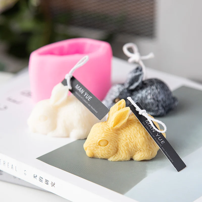 

3D Rabbit Mold DIY Aromatherapy Candle Modeling Candle Decorations Christmas Ornaments Easter Rabbit Fondant Silicone Mold