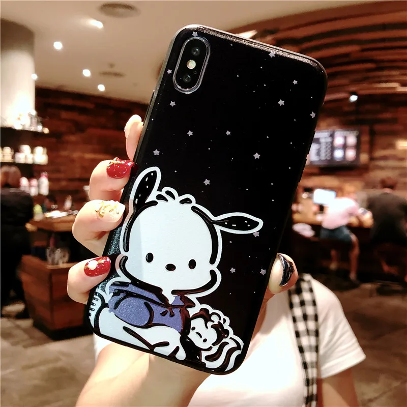 cute cartoon animals Rabbit phone case for iPhone 11 11pro 8 7 6 6S Plus X XR XS MAX Coque Shell relief black couple |