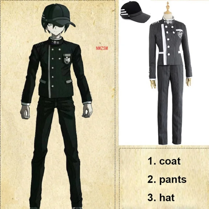 

Custom Made New Danganronpa V3 Cosplay Saihara Shuichi Cosplay Costume Anime Game School Uniform Suit Outfit Coat + Pants + Hat