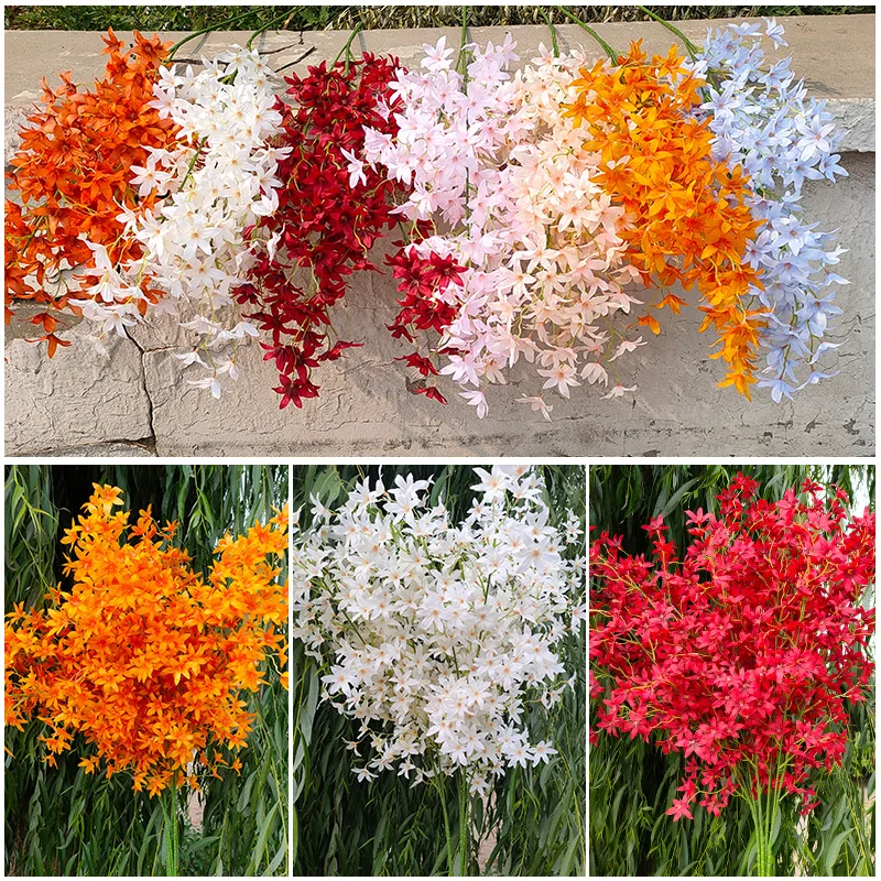 

Oncidium artificial flower dancing orchid silk flower artificial flower home wedding decoration soft ceiling flower material who