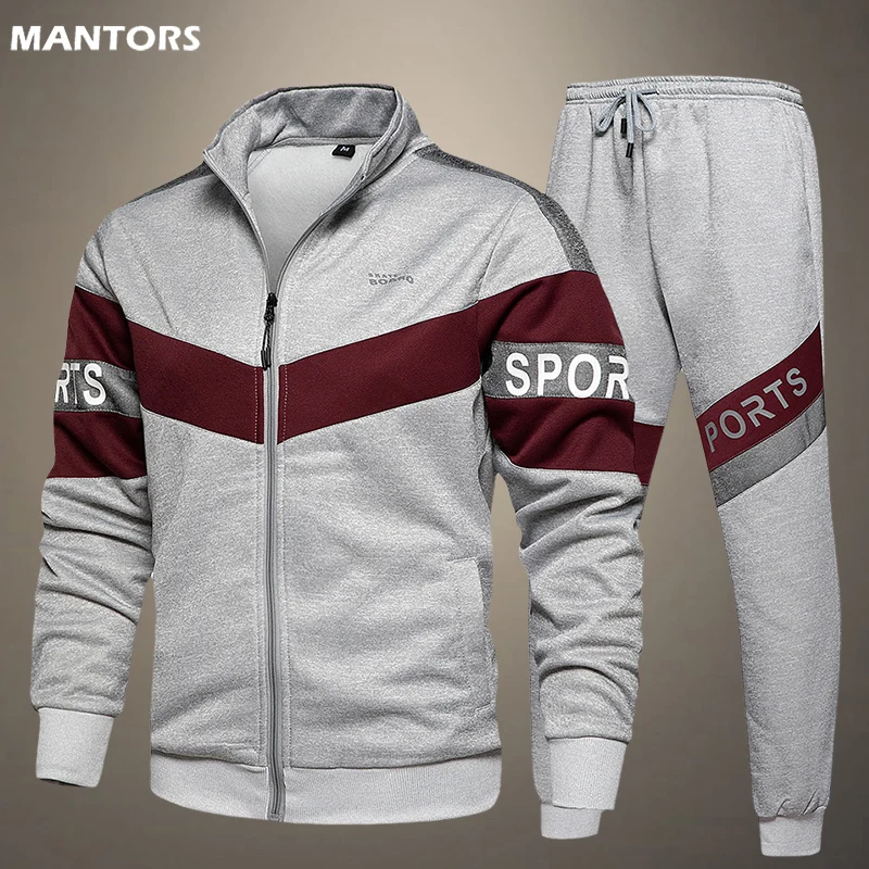 Мужской спортивный костюм из 2 предметов повседневный свитшот с капюшоном и