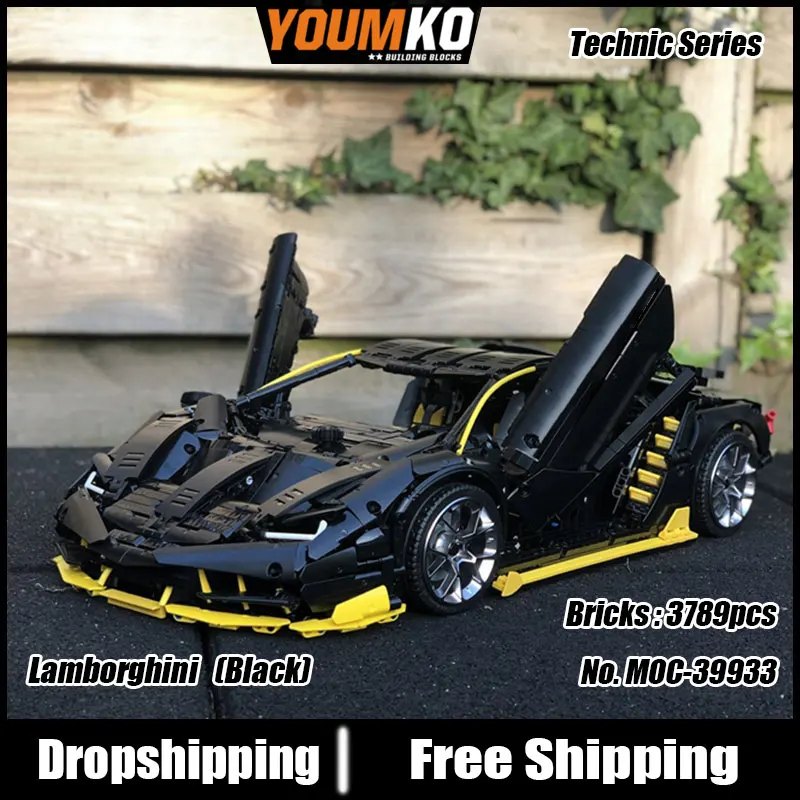 

Mechanical High-Tech Series Supersonic Gini LP770 Racing Car Supercar Building Blocks 3789pcs Bricks Toys Car Gift MOC-39933
