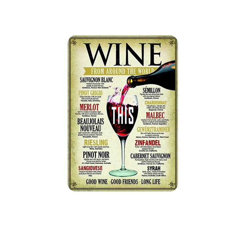 

Wine and beer,cheers! bar vintage metal plate painting wall decoration for pub home garage restaurant