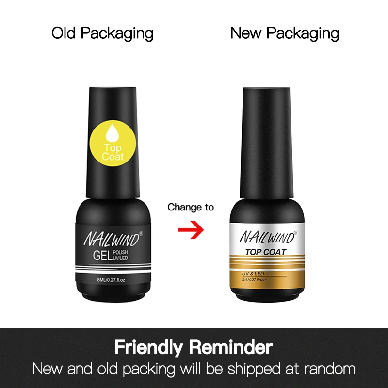 Базовое и топовое покрытие NAILWIND 2 шт./компл. Гель-лак для ногтей Блестящий