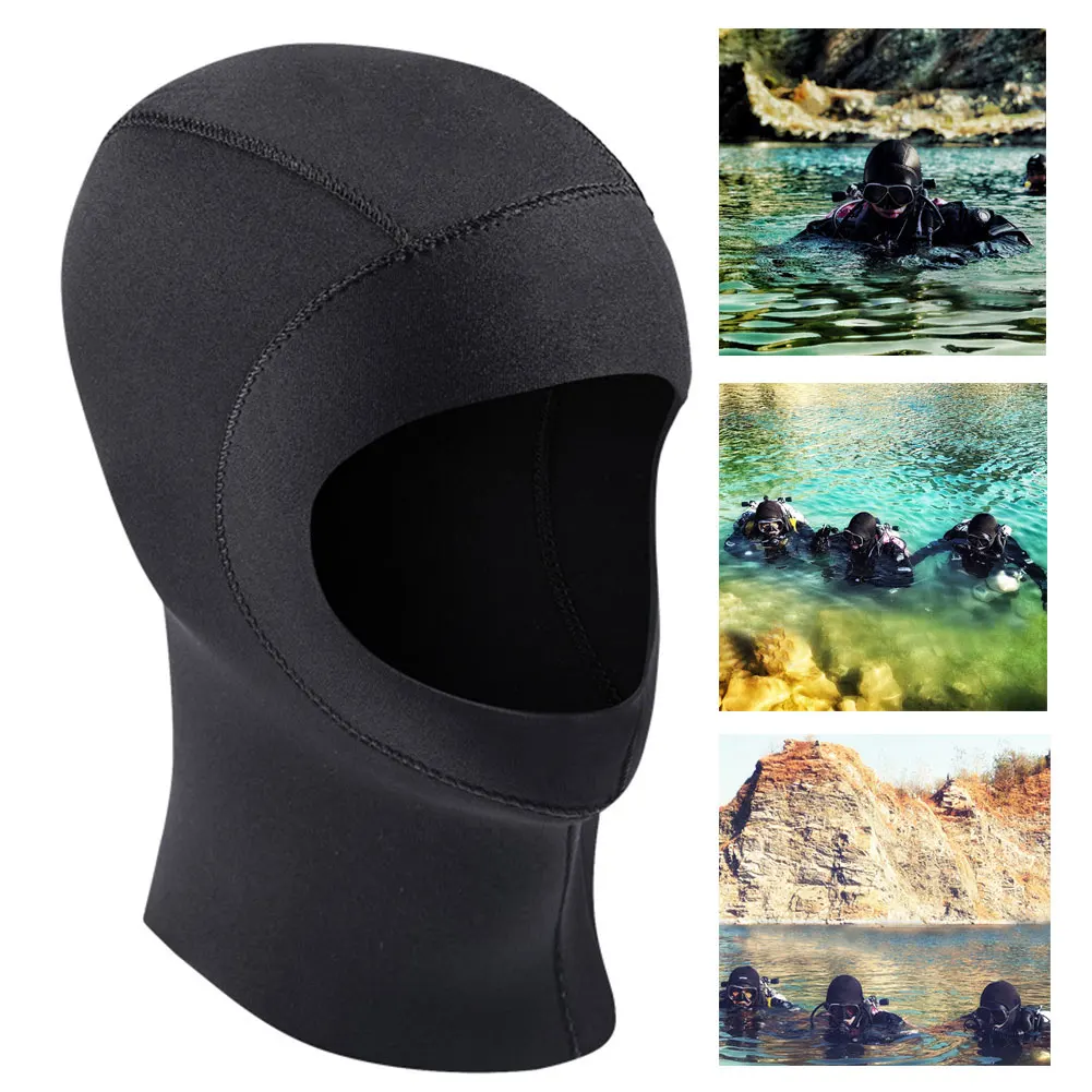 

3mm Winter Swim Warm Protect Hair Ear Neoprene Scuba Diving Cap With Shoulder Snorkeling Equipment Hat Hood Neck Cover