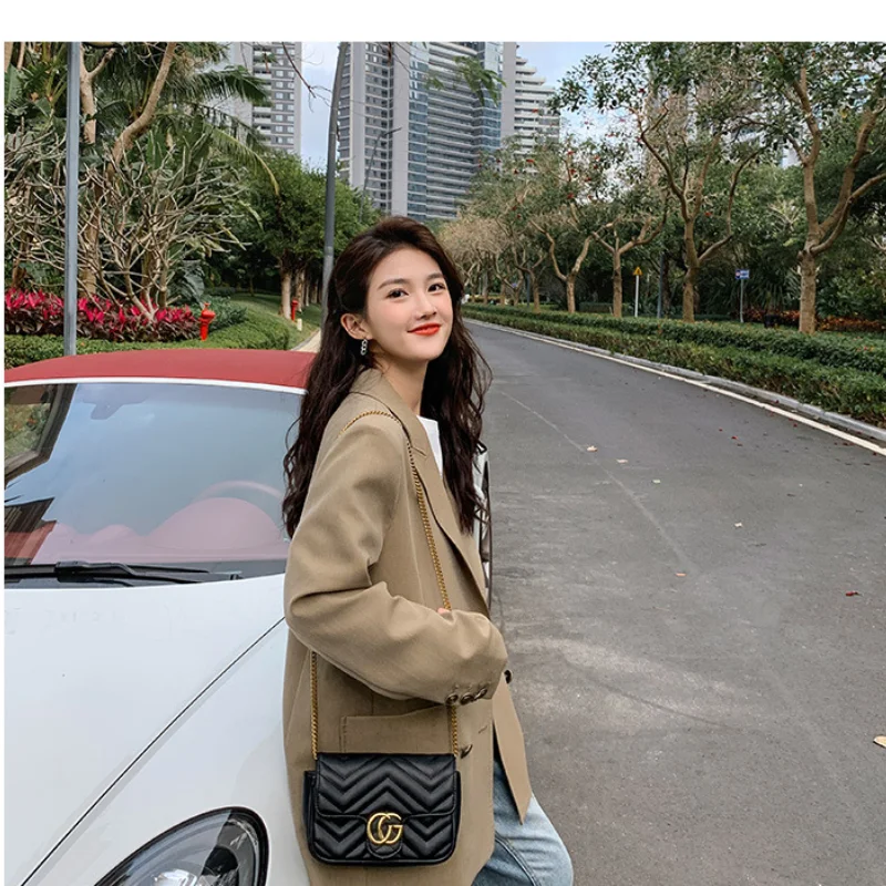 

2021 Fashion Women's Suit Coat Double Row Buckle Straight Tube Suit Commuter Series