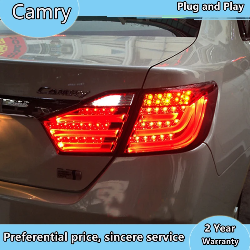 

4pic автомобильный Стайлинг, светодиодный задний фонарь для Toyota Camry 2012 2013 2014, задний противотуманный фонарь + стоп светильник + задний фонарь + Динамический сигнал поворота