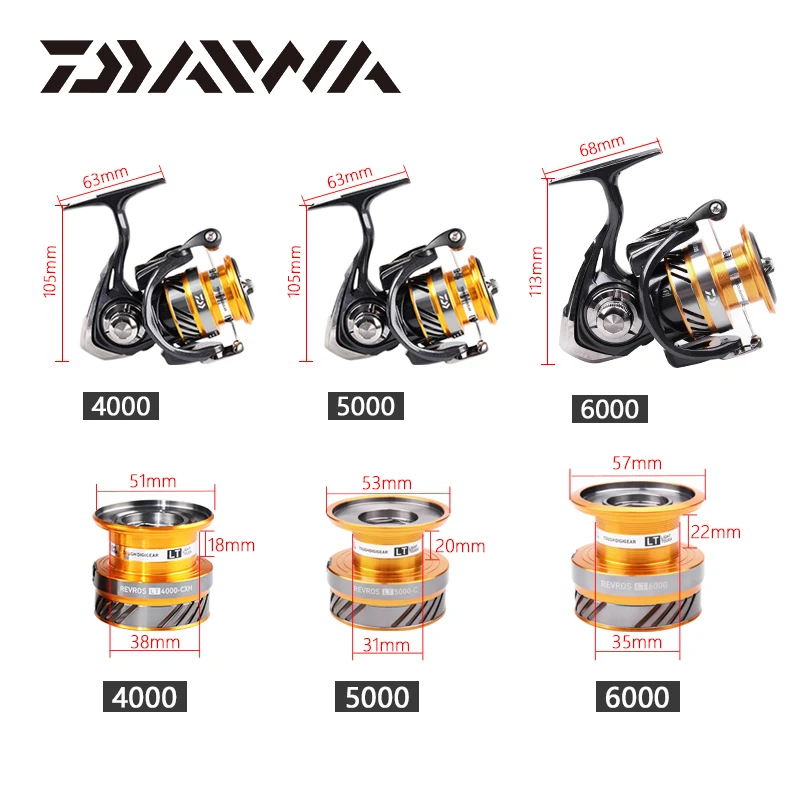 Катушка DAIWA REVROS LT для спиннинга 1000-6000 Ratio5.1:1/5.2:1/5 3: 1 4 + 1BB макс. нагрузка 5 ~ 12 кг
