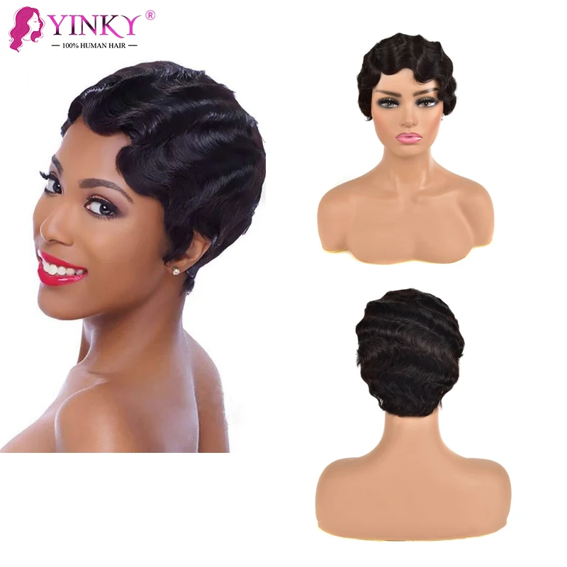 Бразильские короткие парики из человеческих волос волнистые дешевые распродажа