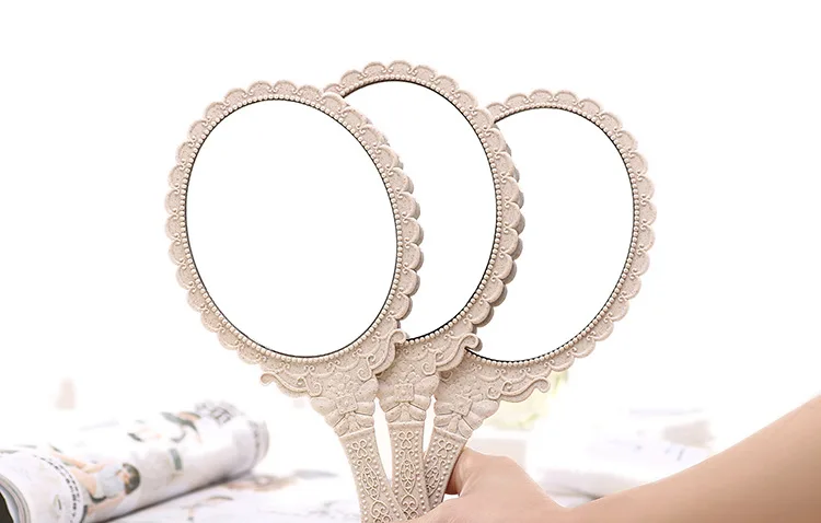 

L51 New hand-held mirror HD handle make-up mirror Korean retro pattern beauty mirror European portable mirror princess