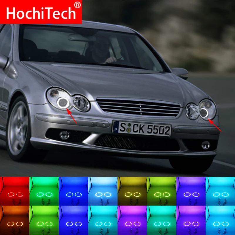 

Multi-color RGB LED Angel Eyes Halo Ring Eye RF Control For Mercedes Benz C-CLASS W203 C230 C240 C320 C55 C30 01- 07 Accessories