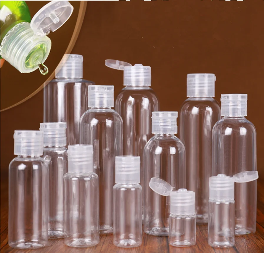 

1pcs 5ml - 100ml Plastic PET Clear Flip Lid Lotion Bottles Refillable Empty Plastic Sample Bottle Butterfly Cap Makeup Tool
