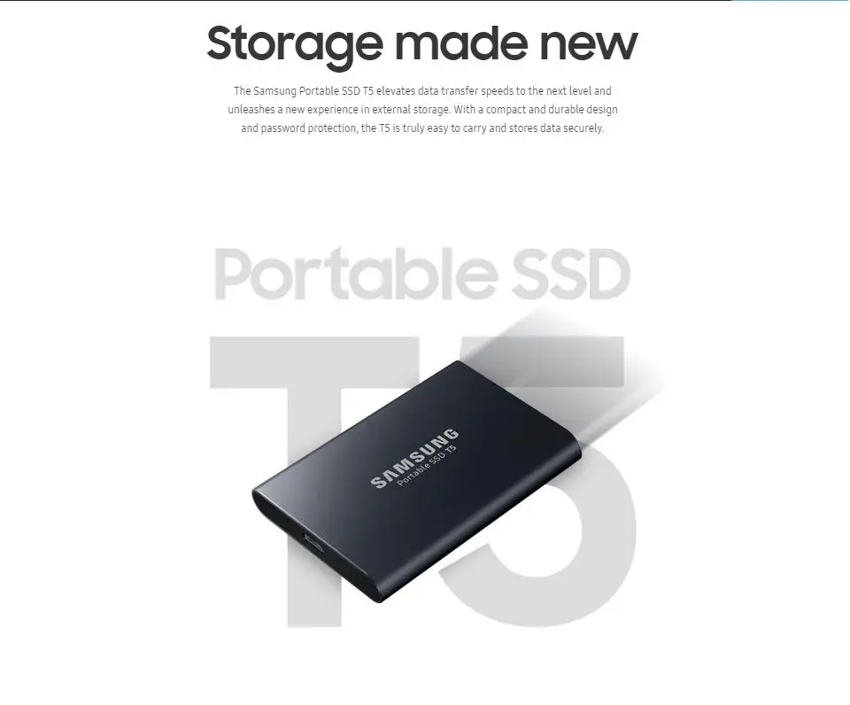Samsung портативный ПК T5 SSD 250GB 500GB 250G 500G Внешние твердотельные накопители SSD USB 3,1 T5 1 ТБ 2 ТБ