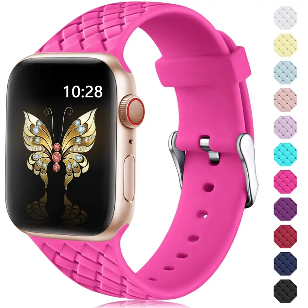 Силиконовый ремешок для Apple watch band 40 мм 44 iwatch 38 42 плетеный браслет apple series 5 4 3