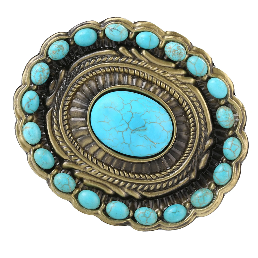 

Bohemia Western Cowboy Cowgirl Belt Buckle Vintage Turquoise Indian bead Buckle Belt Accessories