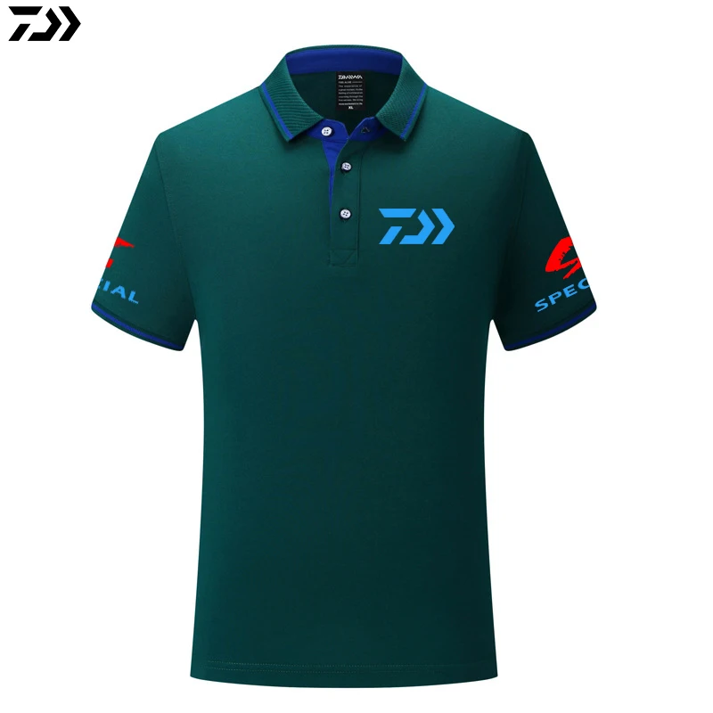 Dark Green Футболка для рыбалки, поло, быстросохнущая, дышащая, Спортивная, уличная, DAWA, Мужская одежда, для рыбалки, короткий рукав, топ, футболка для рыбалки - Цвет: Dark Green