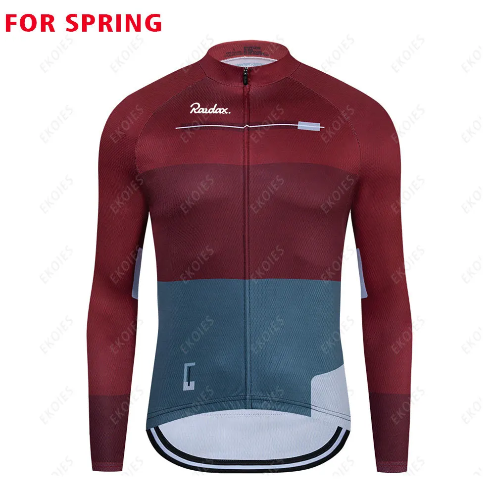 

Raudax Cycling Jerseys 2021 Mens Racing Bike Jersey Long Sleeve Cycling Shirts MTB Spring Autumn Bicycle Long Sportswear for Men
