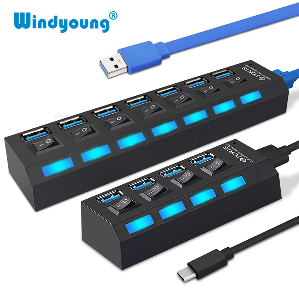 Usb-хаб 3 0 4/7 портов Micro USB сплиттер-концентратор с адаптером питания мульти C Hab