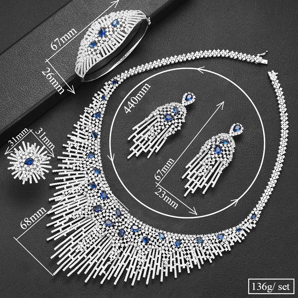 Missvikki 4 шт. Роскошные Большие фейерверк ожерелье/серьги/Кольцо/браслет ювелирные