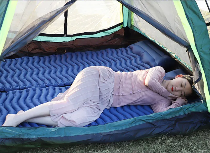 

Outdoor Waterproof Foldable Picnic Sleeping Mat Ultralight Inflatable Mattress with Pillows Portable Camping Travel Cushion Pad