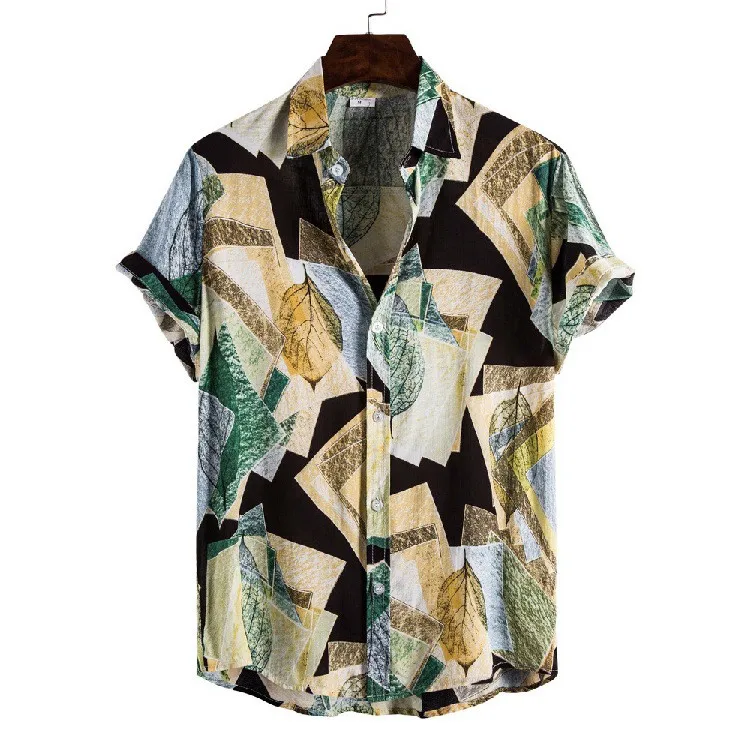 

Men Vintage Clothes Cardigan Short Sleeve Hawaiian Shirt Beach Flower Shirt Men Turtleneck Shirt Vetement Homme Blusas Chemise