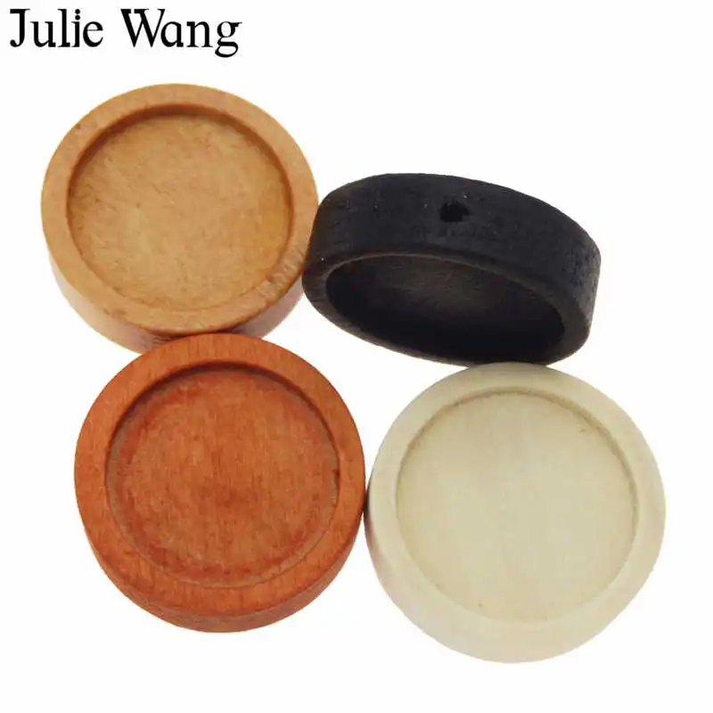 Julie Wang 8 шт. Деревянный Круглый Кабошон База настройки талисманы Пустой Лоток