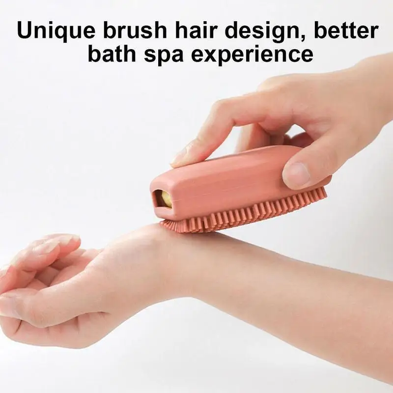 

1pcs Skin Exfoliating Shower Remove Dirt Bath Brush Cleaning Soap Dispenser Massage Soft Silicone Body Scrubber Portable Bristle