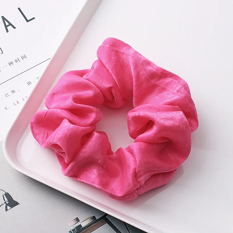 rose red scrunchie Модные женские резинки для волос, эластичные веревки для волос, чистый цвет, спортивный танцевальный женский хвостик, резинка для волос для девочек, эластичные резинки для волос - Цвет: rose red scrunchie