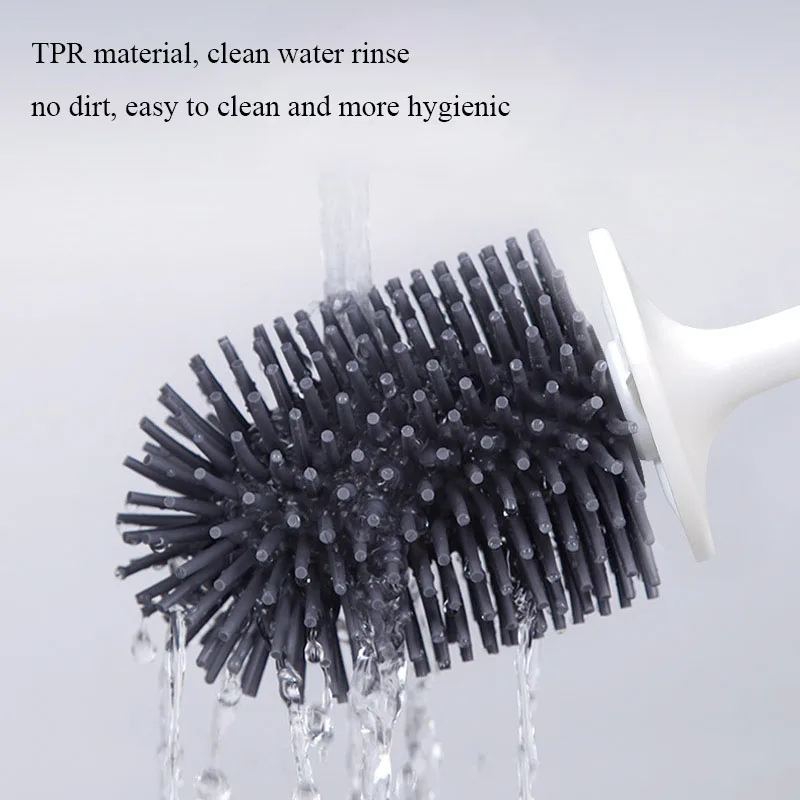 bathroom black toilet brush soft tpr silicone brush head no dead corners home floor standing cleaning brushes wc accessories free global shipping