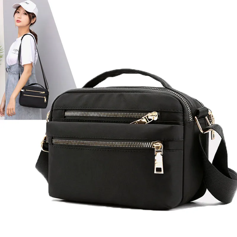 

New Casual Women Nylon Shoulder Bag Waterproof Multi-pocket Zipper Bag Luxury Ladies Handbags Women Crossbody Bags