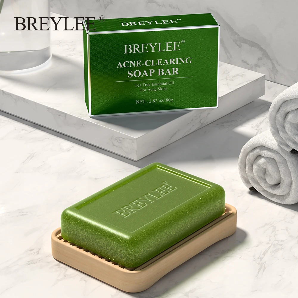 

BREYLEE Acne Clearing Oil Face Wash Soap Bar Essential Pore Deep Cleansing Treatment Remove Pimple Blackhead Body Dry Skin Care