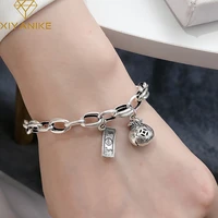 xiyanike 925 sterling silver multi layer retro dollar purse lucky bag chain bracelet female hip hop trend jewelry accessories