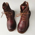 Женские ботинки 2020 г. Осенне-зимние женские ботильоны женская обувь из натуральной кожи на шнуровке ботинки Martin на толстой подошве