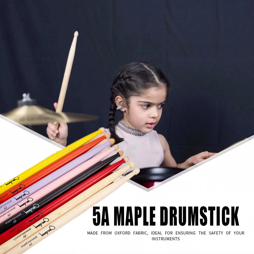 

1 пара 5A разноцветные профессиональные Ударные Палочки, легкий клен барабанные палочки из дерева, аксессуары для ударных инструментов
