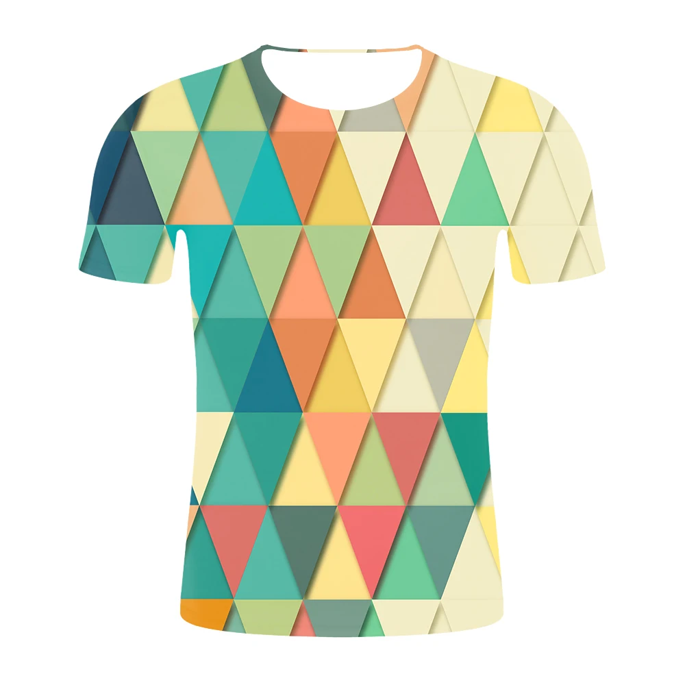 2019 Combination Of Geometric Forms 3D Printing MENS T Shirt Unisxe Funny Short Sleeved Tees Men/women Tops Men's T-shirts | Мужская