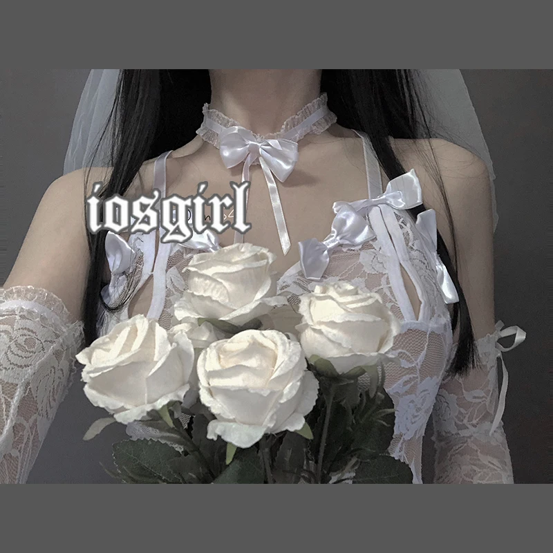 Кружевное платье с ангелами эротический головной убор цветок белый цвет