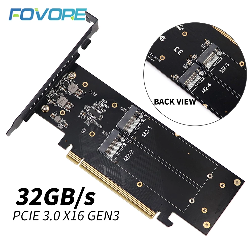 pci express m2 адаптер pcie x16 4 порт m2 nvme m ключ ssd ад