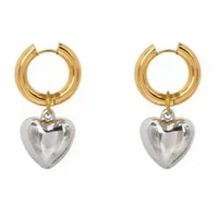 1 pair metallic heart shape drop earrings for women jewelry designer earings valentines day gift jewelry earrings for girl